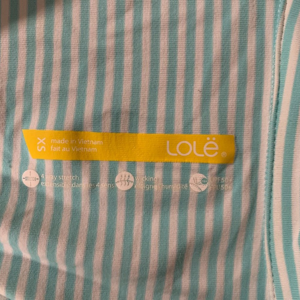 Lole Essential X-Small Blue & White Stripe UPF 50 Full Zip Cardigan Jacket EUC - Picture 4 of 12